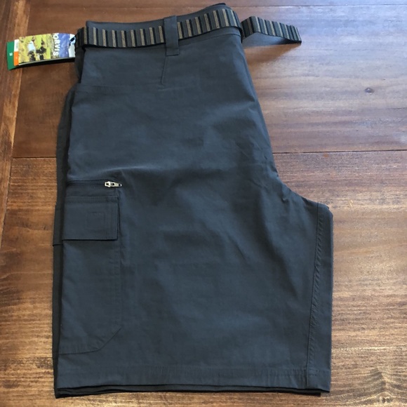 Orvis tech cargo shorts. Dark gray color. Comes with a casual striped belt. NWT! - Picture 3 of 10